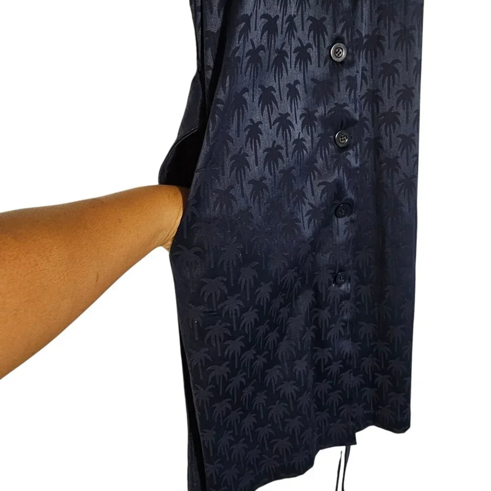 Lu Moccellin Womens Blue Palm Tree Print Belted Button Down Midi Dress 8 US 38eu - Picture 4 of 9